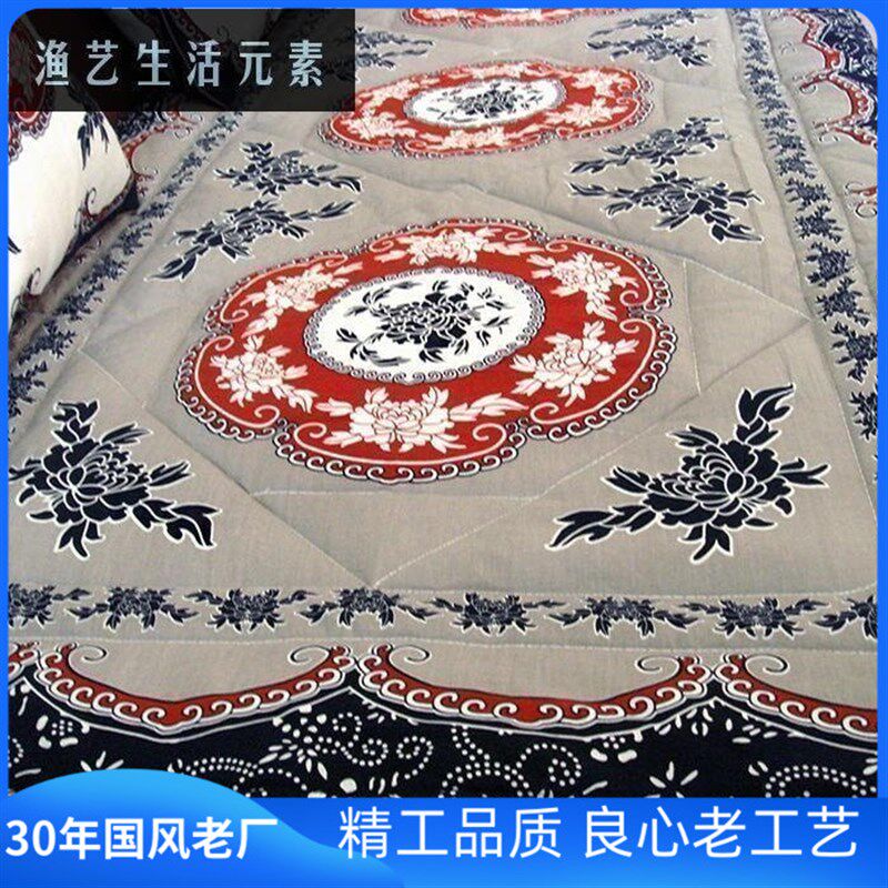 布络高档新中式手工沙发坐垫全棉布艺 中国风纯棉家居富贵牡丹园