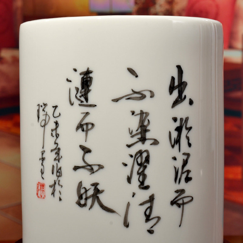 手绘陶瓷笔筒实用书房办公室摆件教师节礼物送老师纪念礼品可定制