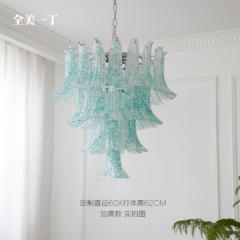全美一丁 别墅复式轻奢法式水晶玻璃吊灯复古绿色客厅餐厅卧室灯