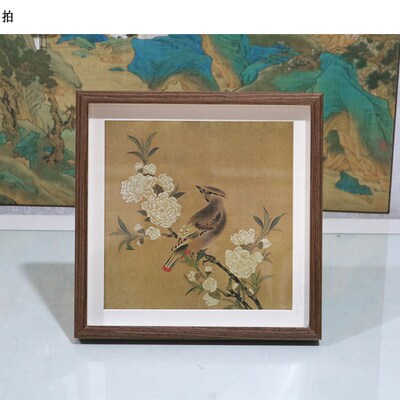 桃花山鸟图宋代小品画框宣纸高清复制中式国画玄关客厅挂画装饰画