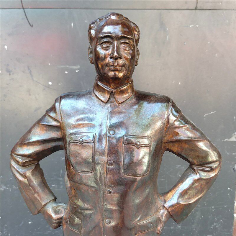 周恩来同志铜像摆件大号仿古周总理全身站像高60公分书房桌面装饰