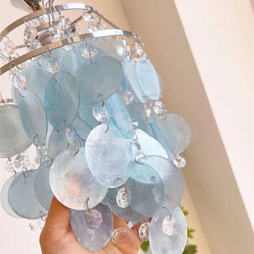 茶栗法式美式彩色贝壳风铃水晶复古吊灯阳台玄关过道氛围餐厅床头