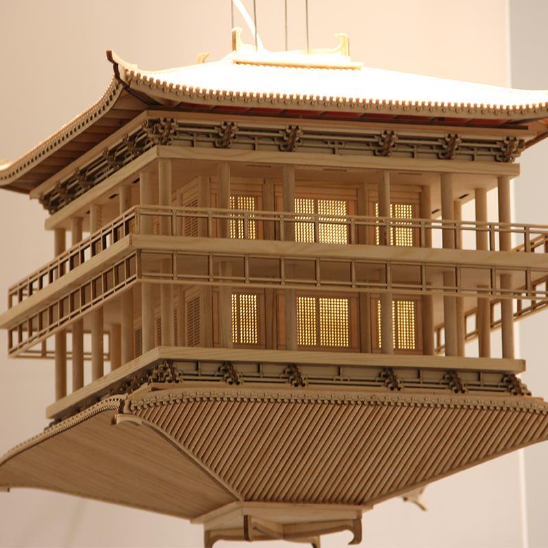 流时间新中式民宿中国风古建筑木雕模型拼装成品中式建筑装饰摆件