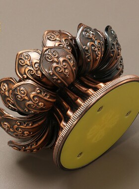 藏式合金手摇转金筒莲花底座藏族桌面家居手持转金轮转简经桶底托