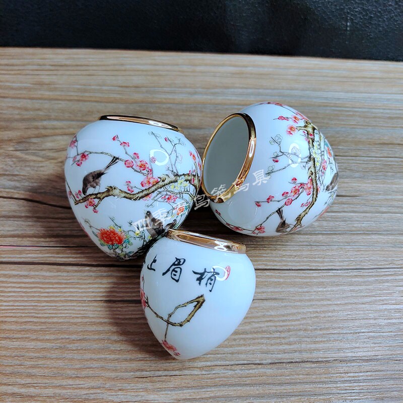 景德镇画眉鸟食罐鸟碗鸟食杯金口喜上眉梢大号中号广笼川笼鸟用具