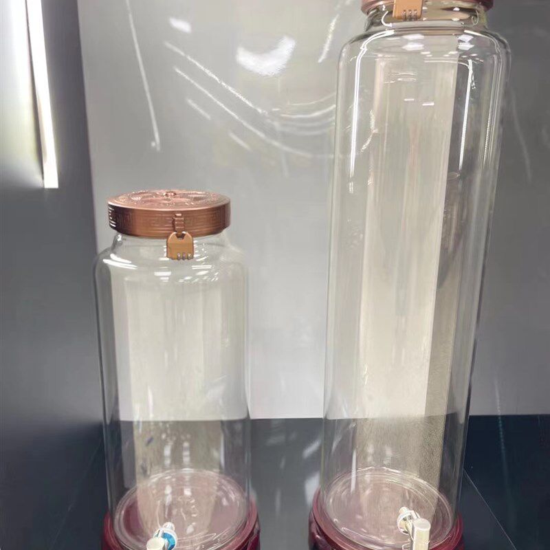 天诚玻璃泡酒瓶创意密码锁人参药材泡果酒高硼硅耐热复古酒桶酒坛