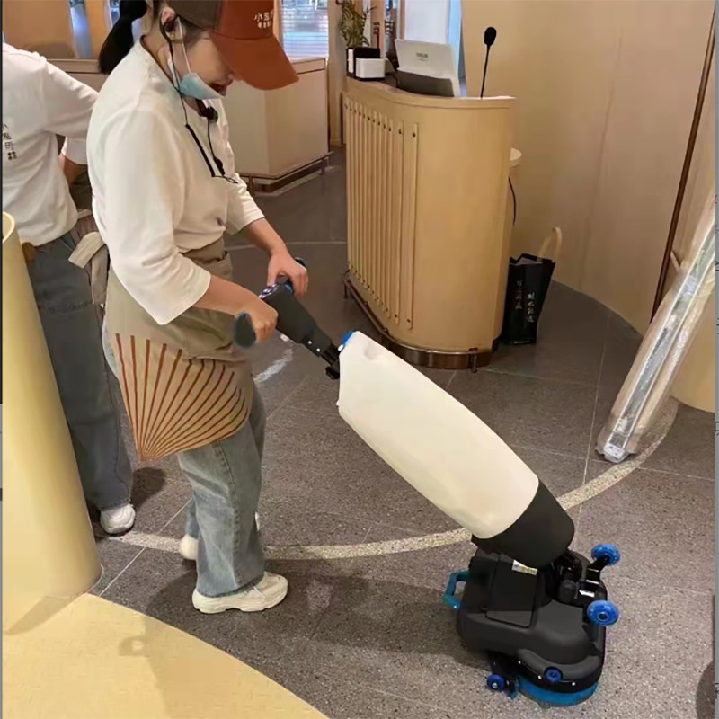 小型双刷迷你洗地机折叠刷地机商用锂电擦地机餐厅工厂办公拖地机