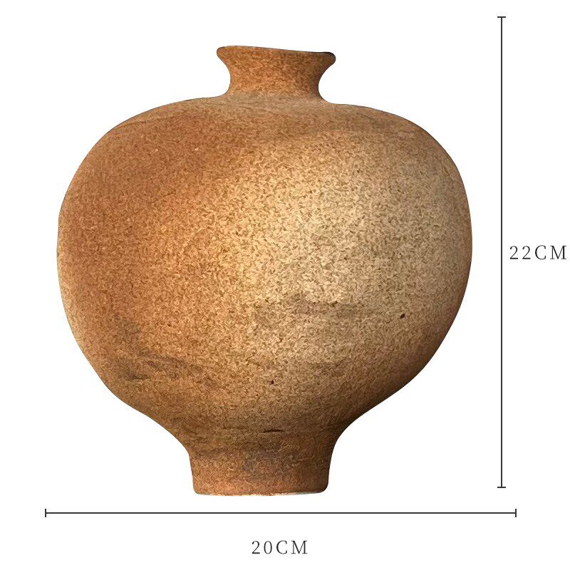 侘寂风花艺复古粗陶瓷小足花瓶日式花器茶室客厅家居装饰摆件陶罐
