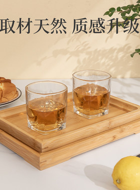 日式茶具全竹制茶盘托盘家用水杯盘长方形竹盘酒店饭厅托盘甜品盘