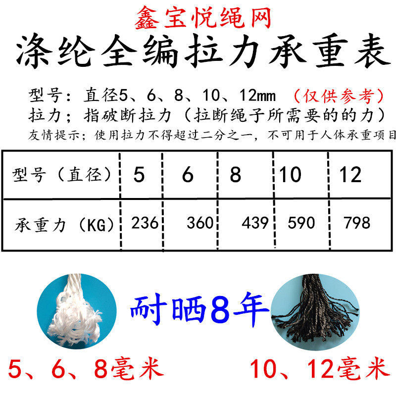 白色尼龙绳耐磨绳子捆绑货车刹车绳船艇8mm潜水泵涤纶全编织线绳