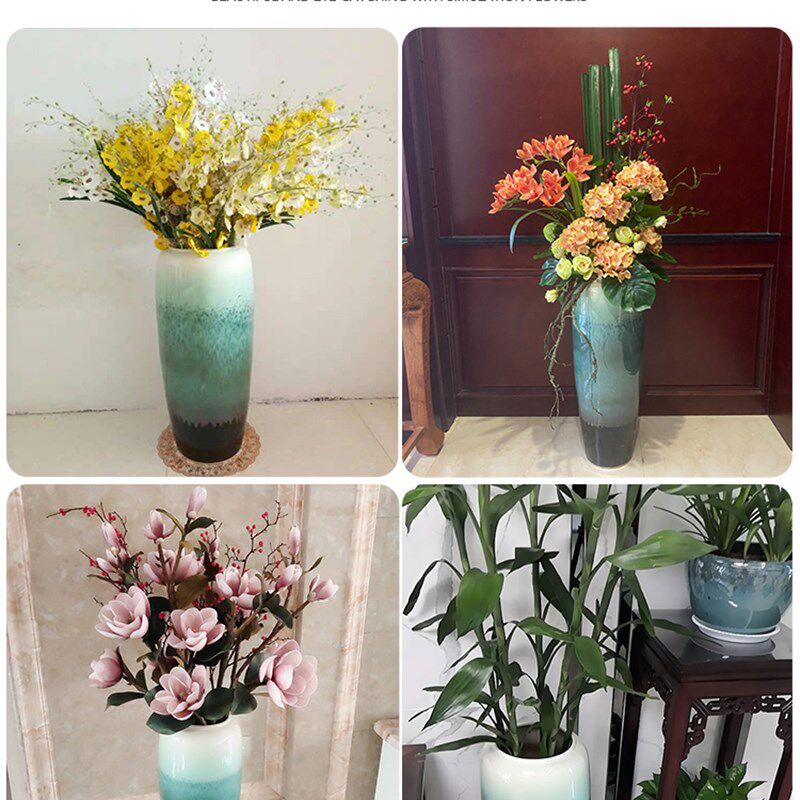 大花瓶摆件客厅落地花瓶大号干插花高干花插花景德镇陶瓷装饰品