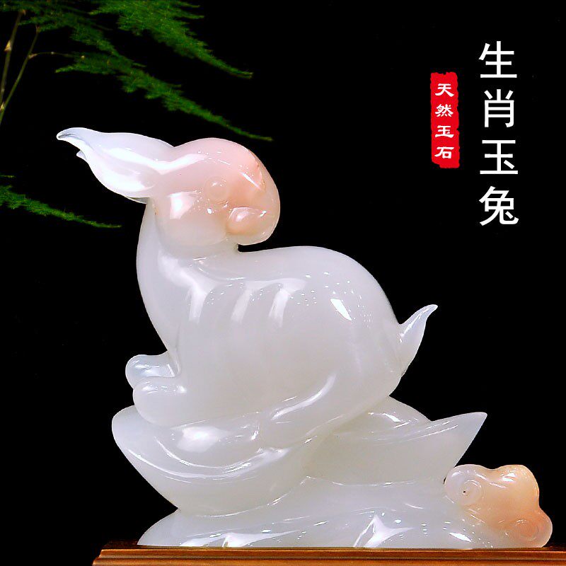 天然玉石十二生肖摆件家居客厅中式装饰鼠兔猴羊蛇动物工艺品摆设