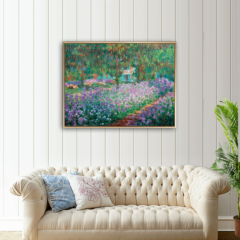 《花园》莫奈客厅装饰画有框沙发卧室油画餐厅电表箱成品挂画名画