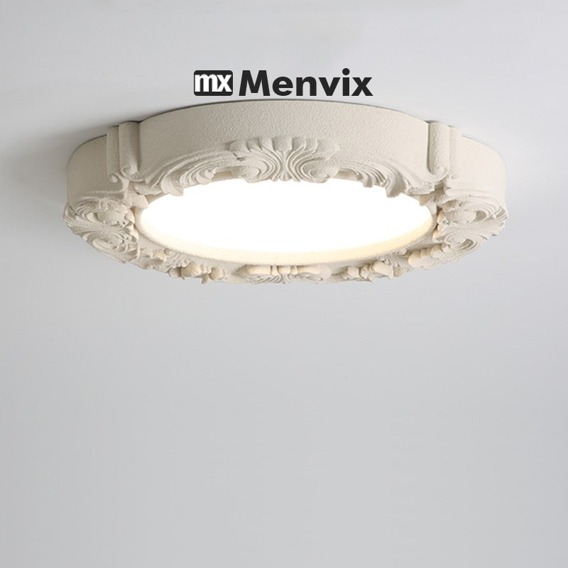 Menvix法式卧室奶油风吸顶灯复古浮雕欧式全光谱护眼书房创意灯具