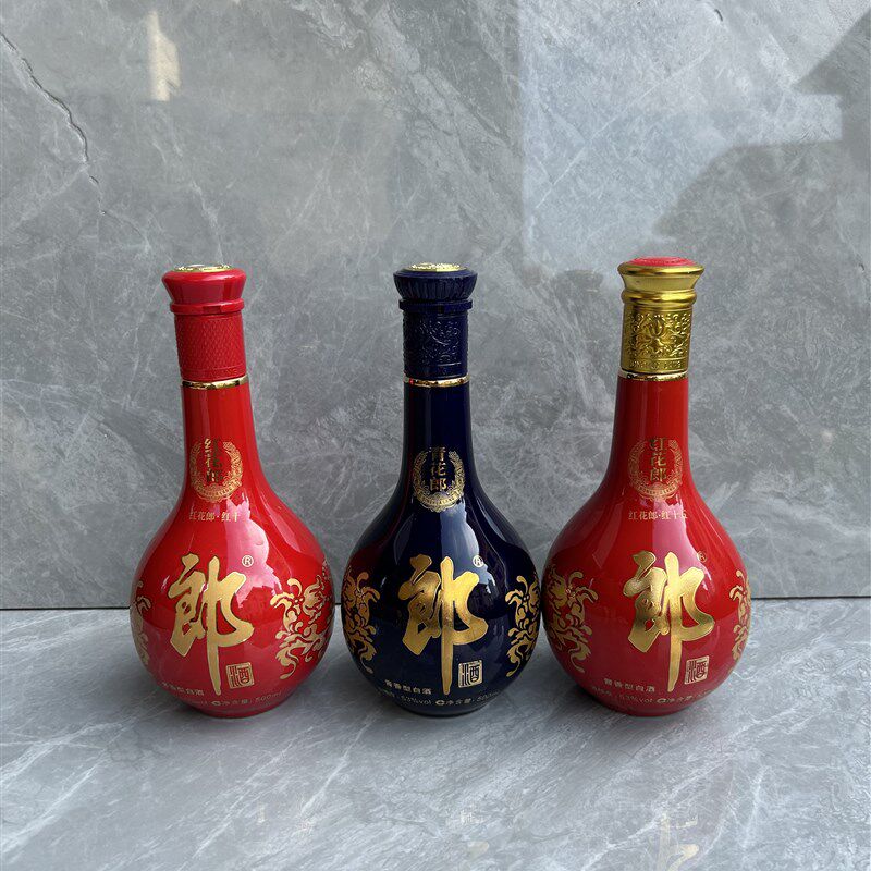 红花郎空酒瓶青花郎摆件老款收藏红十酒柜影视道具红十五空酒瓶子图片