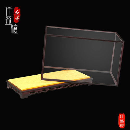 定制红酸枝木防尘宝笼玻璃罩子工艺品古董佛像展示罩摆件底座实木