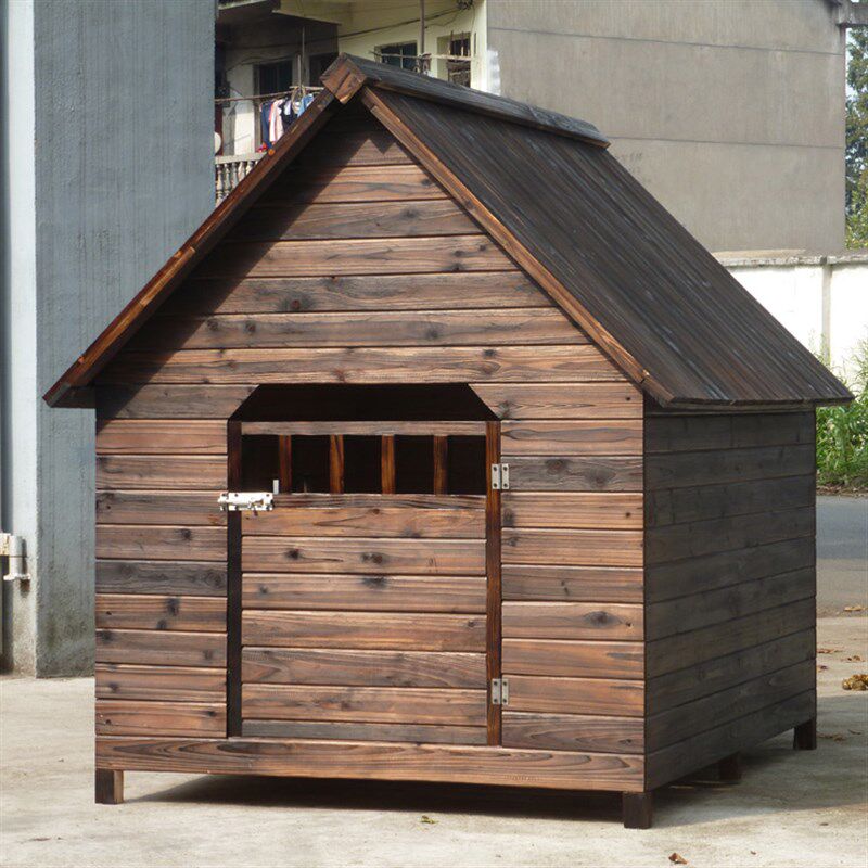 加厚包邮木狗屋杉木炭化狗屋大型犬狗窝实木狗舍狗房阿拉斯加金毛