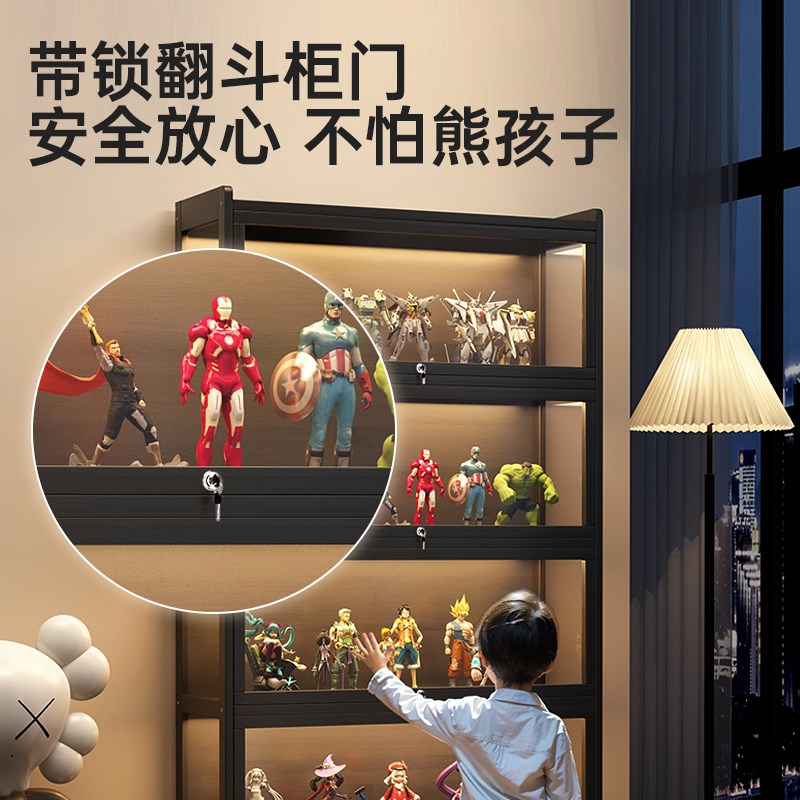 带锁手办柜亚克力透明防尘展示架子玩具摆件模型装饰陈列展示柜子