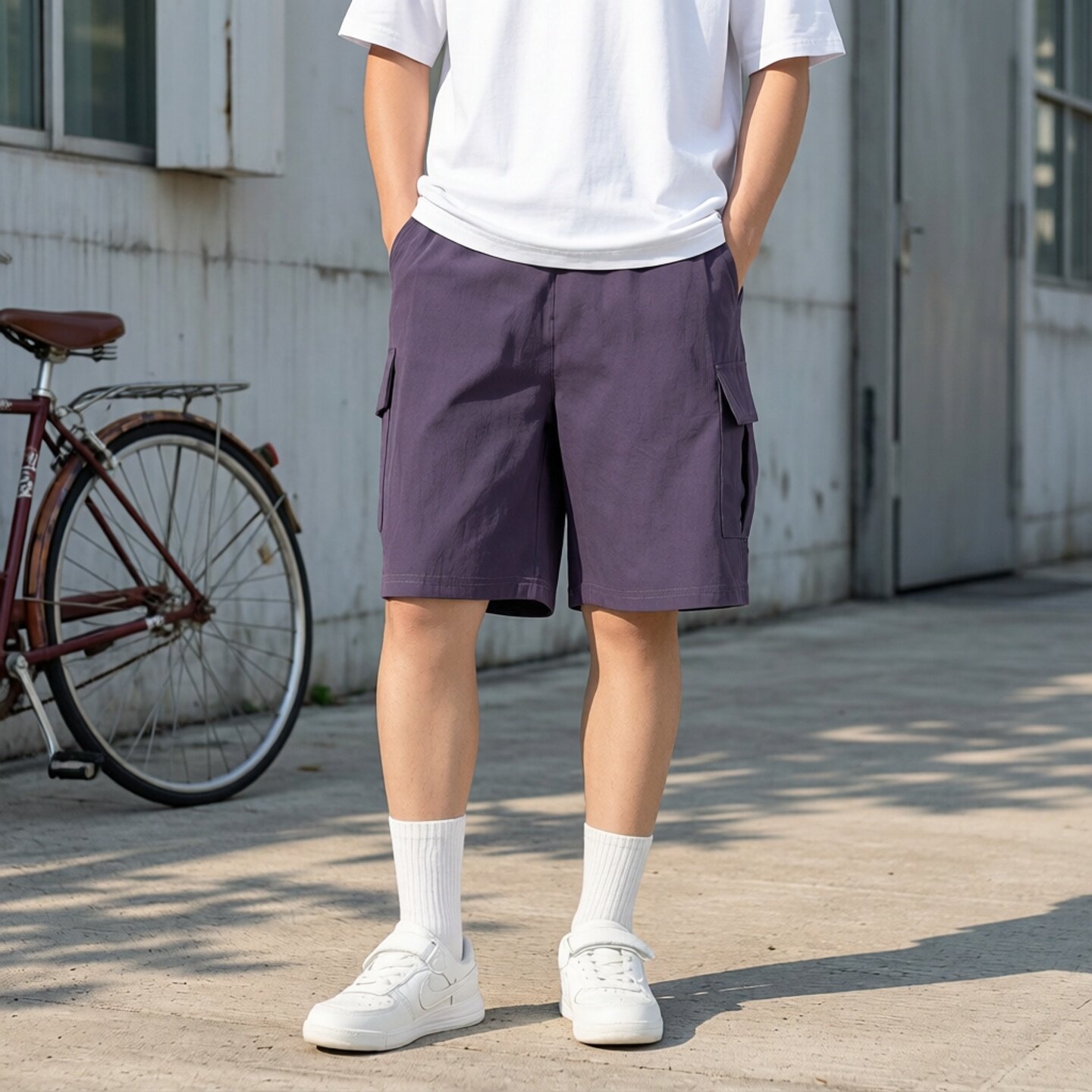 儿童夏天冰丝短裤防晒工装短裤中大童男童凉感速干口袋休闲五分裤