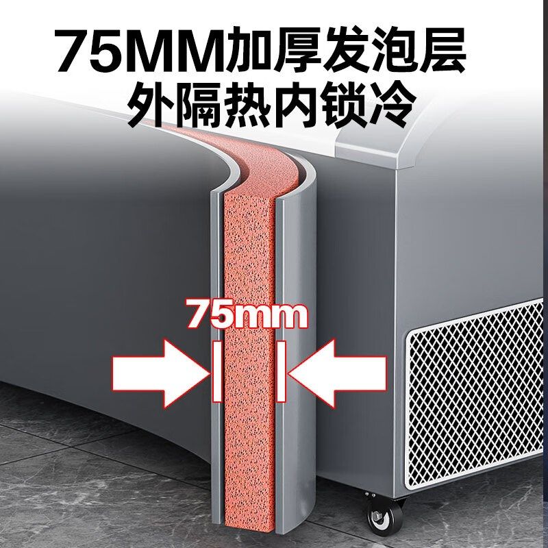 雪花弧面冰柜商用大容量冷藏冷冻雪糕柜岛柜展示柜玻璃门卧式冷柜