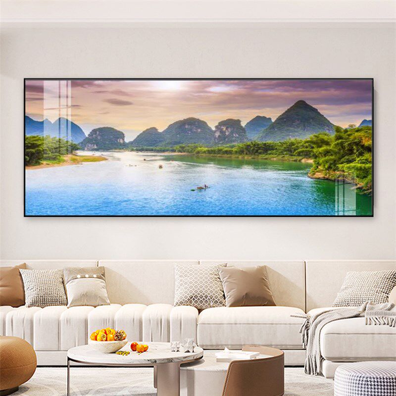 青山绿水装饰画桂林山水风景挂画客厅沙发背景墙横幅实景床头壁画