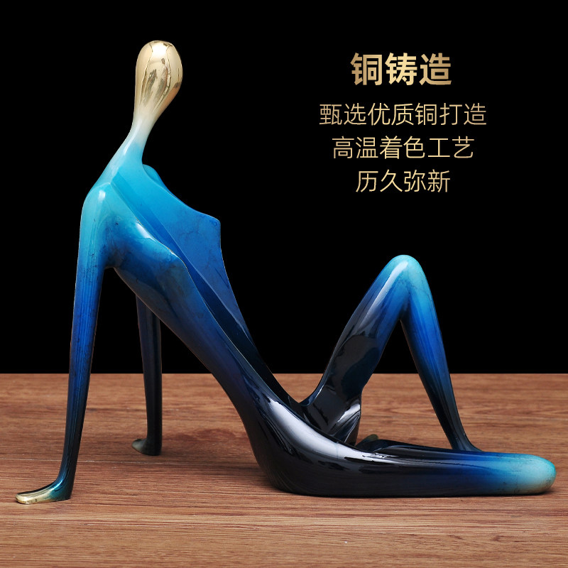 彩铜美女酒架摆件家居客厅玄关收藏红酒架装饰品创意摆设乔迁礼品