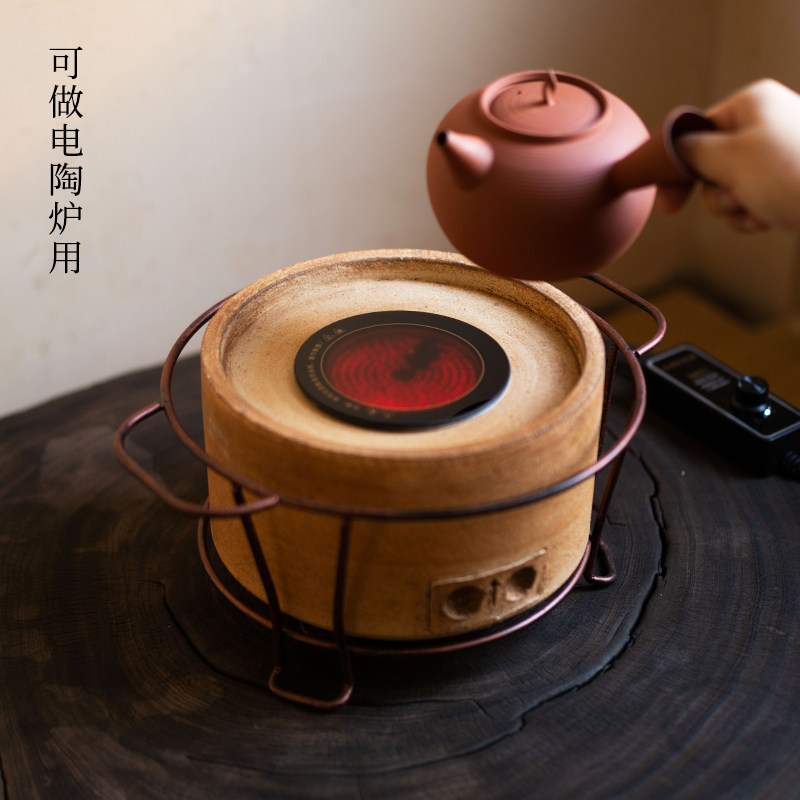 中式围炉煮茶果木炭火炉茶室取暖煮茶炉酒精黑晶炉可携式户外烤炉