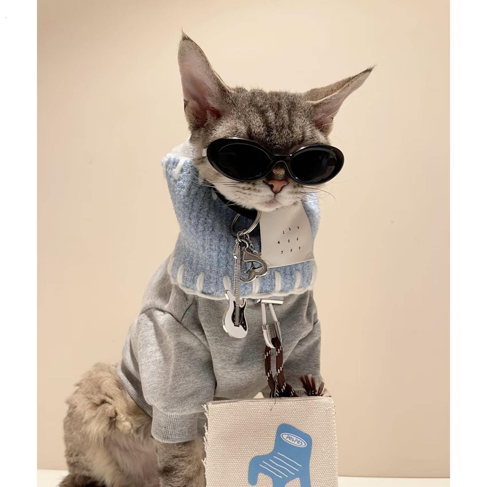 猫咪太阳眼镜太阳眼镜可爱狗狗三角太阳眼镜猫狗摆拍道具宠物配饰