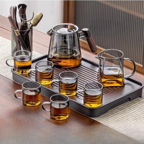 2026新款家用客厅玻璃泡茶壶茶盘办公室会客喝茶防烫茶杯茶具套装
