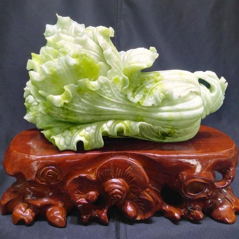 天然岫玉白菜玉石摆件玄关客厅中式办公室乔迁开业礼品饰品领导