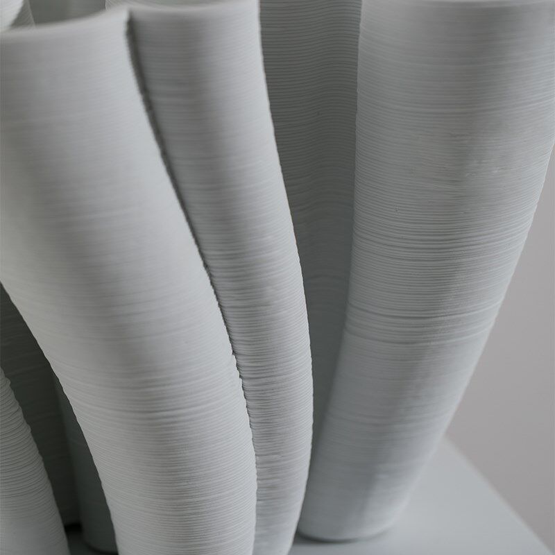 白色3D陶瓷花瓶2022新款轻奢高级摆件客厅插花装饰品创意家居花器