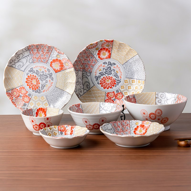 美浓烧祥瑞4.5英寸米饭碗盘子日式餐具精致漂亮大面碗深盘单个装