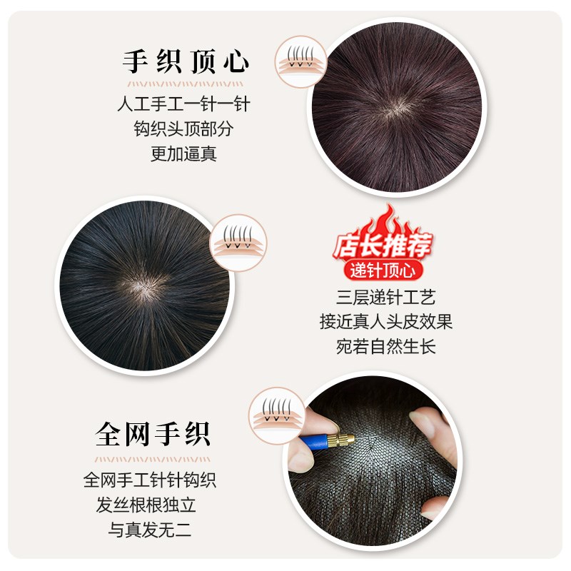 假发全头套女真人发丝全手织中老年妈妈假发套真发头套自然