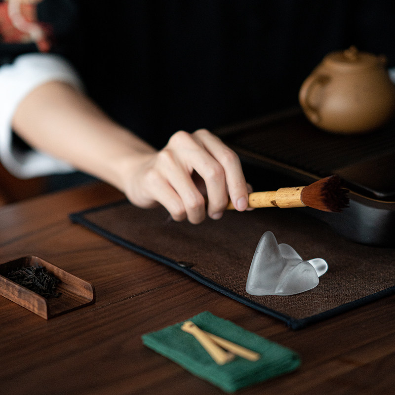草木祠 竹制养壶笔 茶刷子扫茶盘茶笔不掉毛功夫茶具笔刷笔洗茶道
