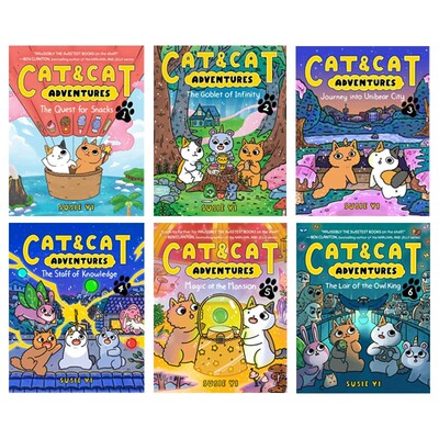 英文原版Cat And Cat Adventures  Hooky翘学小法师 友谊冒险主题 全彩漫画绘本图画书 爆笑幽默图像说小说 儿童课外推荐阅读