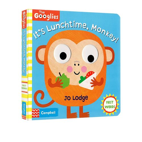 英文原版 Wiggle and Giggle: It's Lunchtime Monkey  幼儿行为礼仪规矩学习 启蒙机关操作书 纸板书