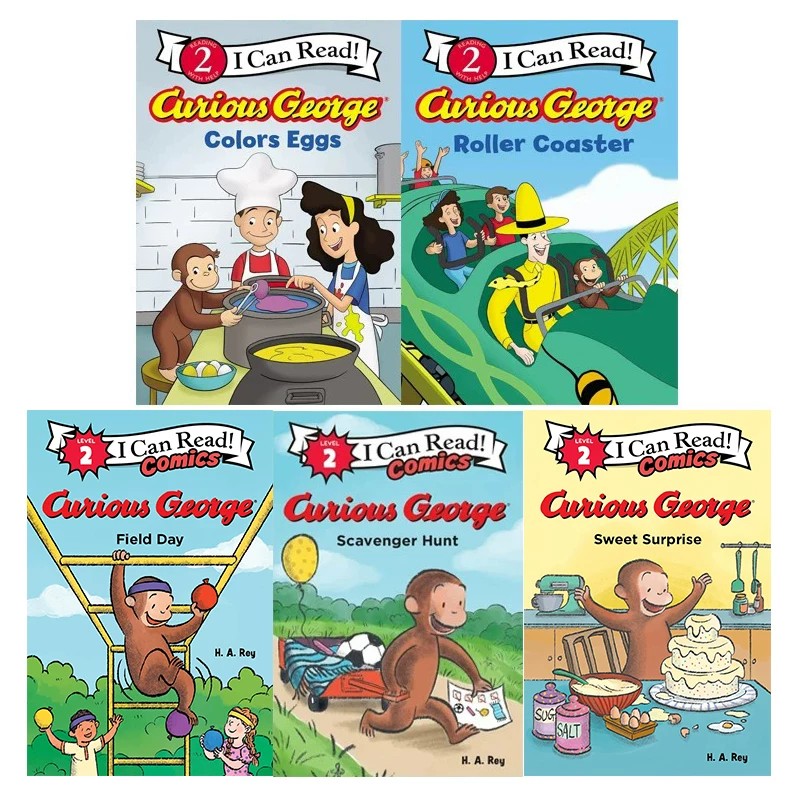 英文原版  I Can Read Curious George 3册合售 好奇猴乔治 儿童分级读物读本 小学生英语启蒙故事书