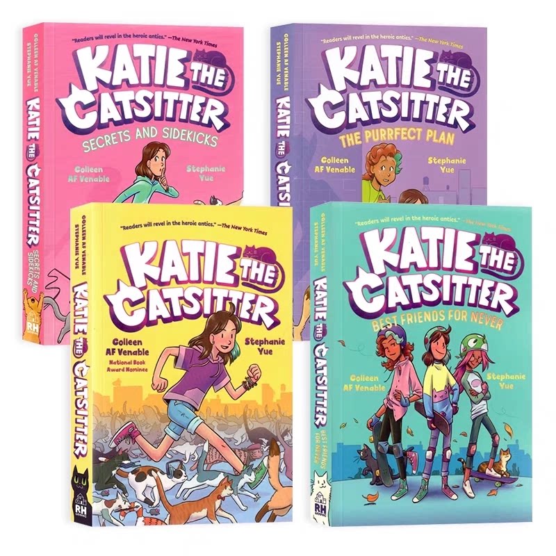 英文原版 Katie the Catsitter Graphic Novel 4册 全彩漫画绘本图画书 幽默爆笑 适合女孩 小学生英文课外阅读