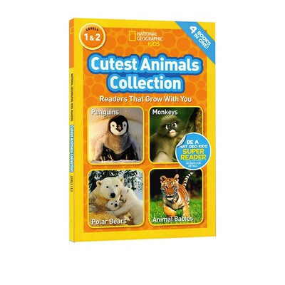 英文原版 National Geographic Kids Cutest Animals Collection 4个故事合辑  L1L2 美国国家地理儿童百科分级读物 小学STEM课程