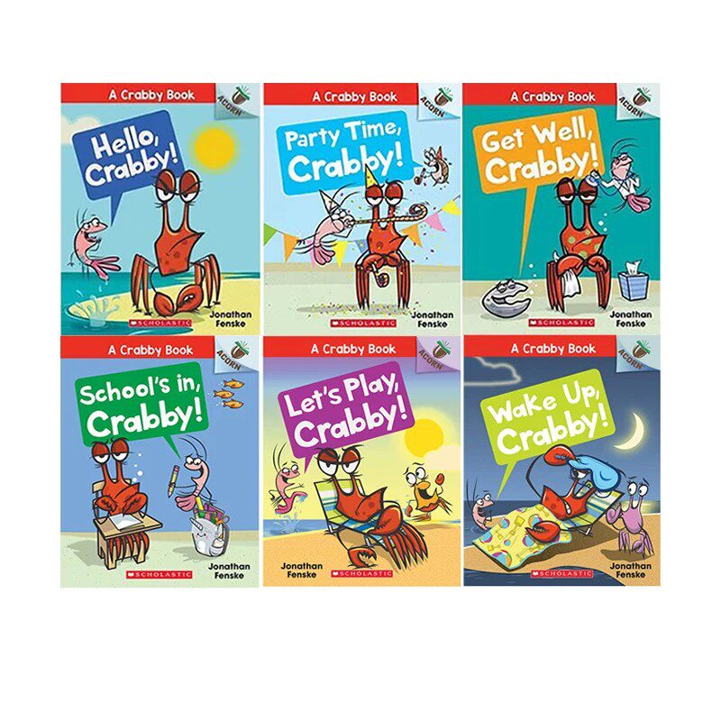 英文原版 A Crabby Book 你好小螃蟹 6册盒装  Acorn 学乐大树姐妹篇橡树系列 儿童全彩趣味幽默故事书 课外桥梁章节书