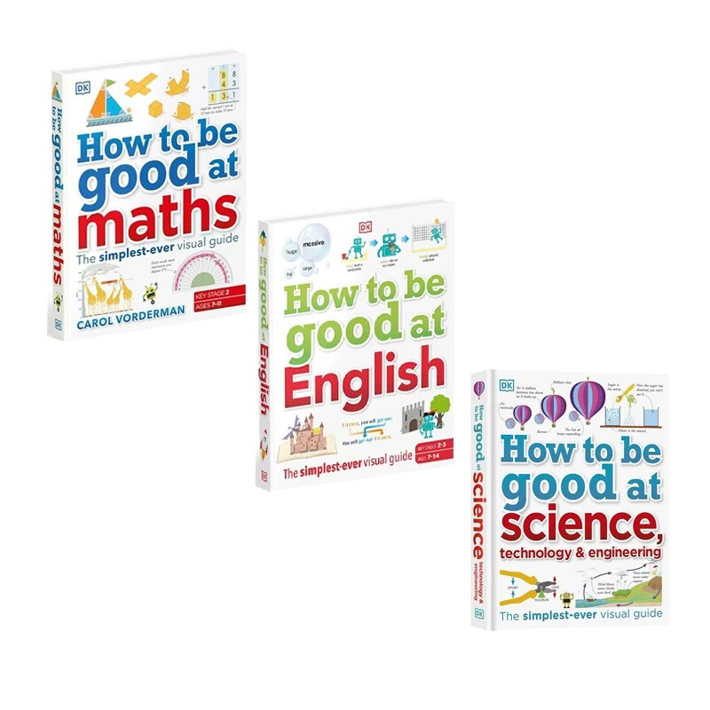 预售 DK百科系列 图解英语 How to be Good at English/Maths/Science 3册 DK儿童STEM创新思维培养读物 精装课外辅导读物