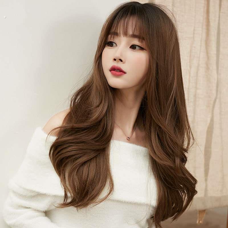新式假发女长卷发全头套蓬松自然卷发狗啃浏海整顶假发一件
