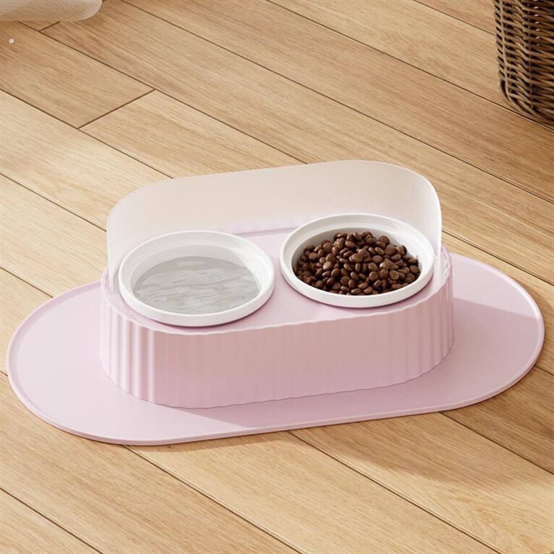 猫碗陶瓷双碗狗碗猫盆食盆保护颈椎防滑防打翻防外溅猫咪水碗粮碗