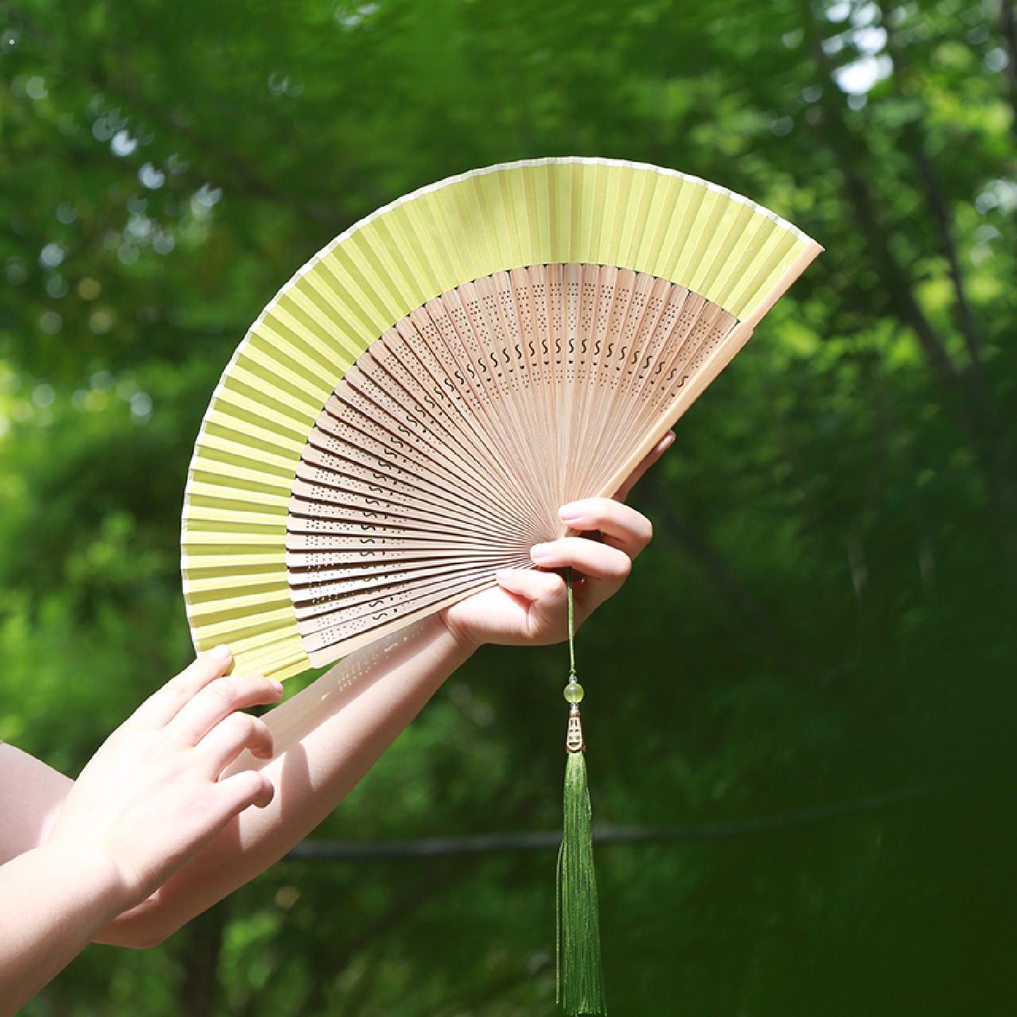 扇子折扇素雅新中式女扇国风夏季便携折叠小扇子古风旗袍拍照扇子