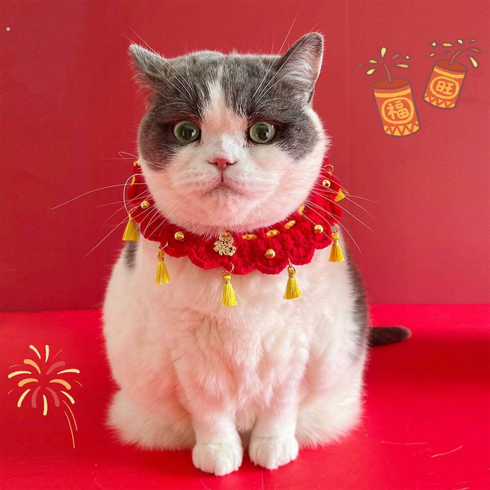 猫咪项圈新年装扮围脖猫猫脖子狗狗脖饰口水巾装饰品宠物可爱兜兜
