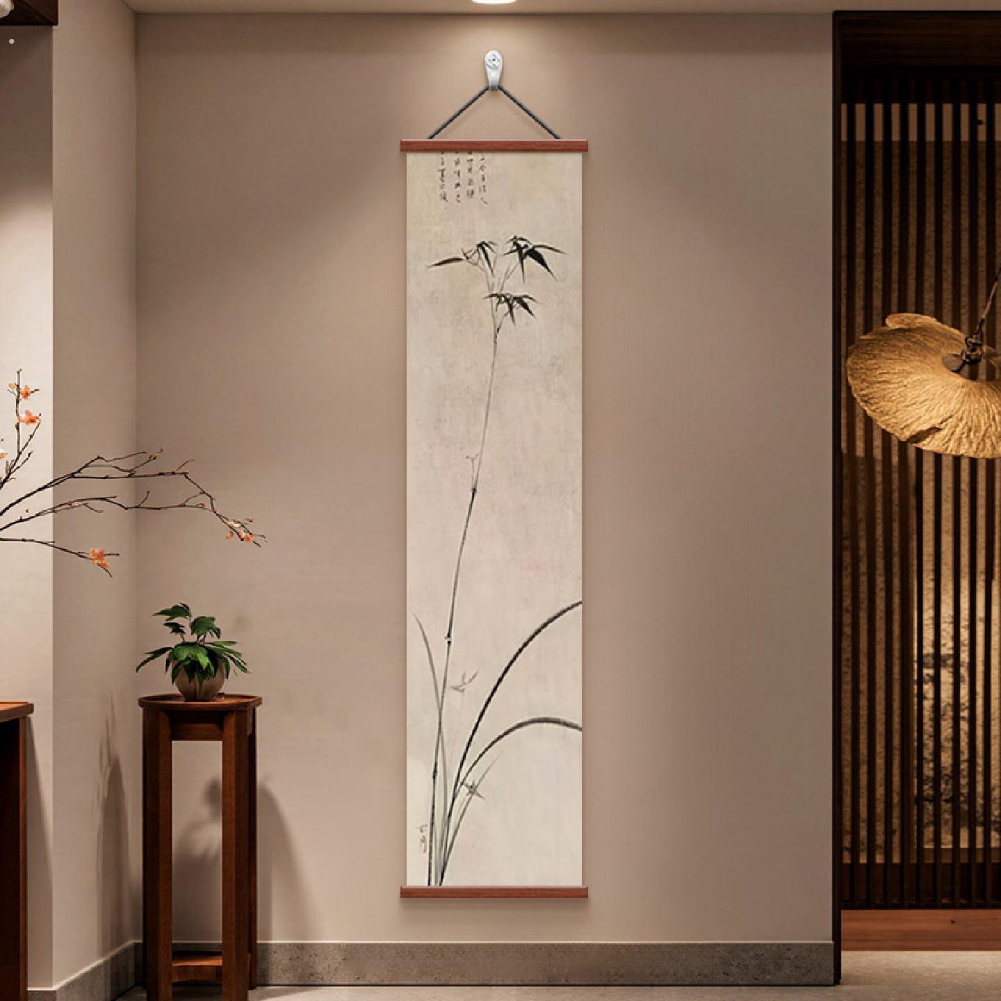 宋氏美学新中式装饰画客厅玄关背景墙壁画茶室竖幅挂画水墨竹子图
