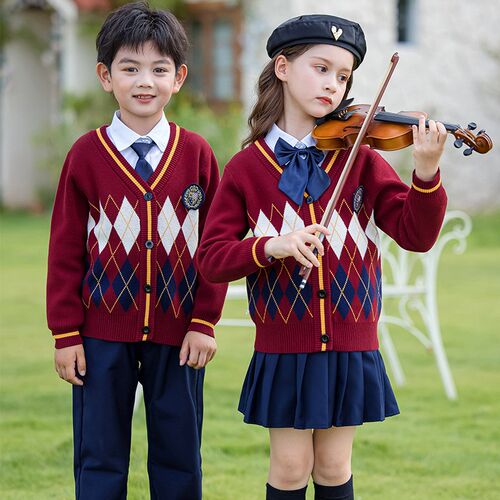 英伦学院风毛衣三件套小学生班服秋冬装新款男女儿童班服幼儿园服