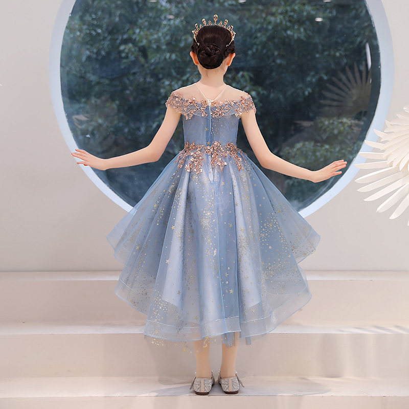 女童晚礼服儿童公主裙小孩花童婚纱舞台走秀表演主持人钢琴演出服