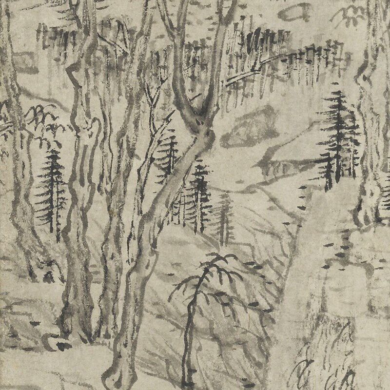 清四曾之一弘仁黄山云谷寺静思图高清微喷仿古画高清大图临摹画稿