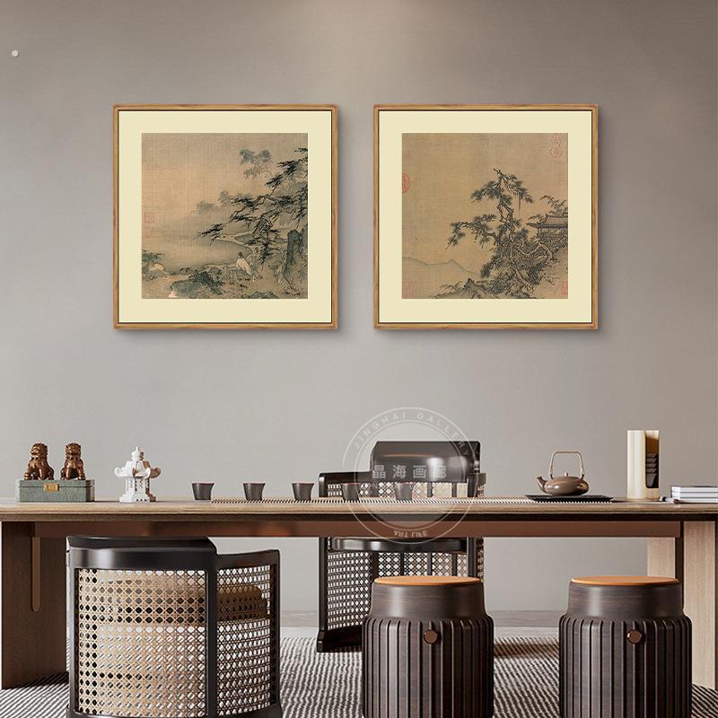 宋画小品南宋马远雪景图古代山水画国画名画复制品中式仿古画挂画